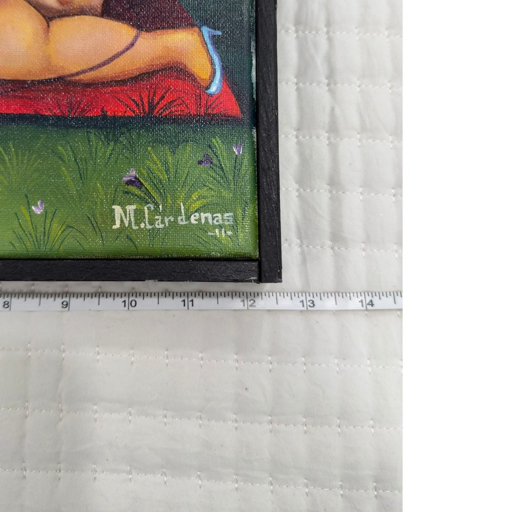 Manuel Cardenas Gorda de Botero Acrylic Painting Signed Nude Art 10x12 Frame - Picture 5 of 6